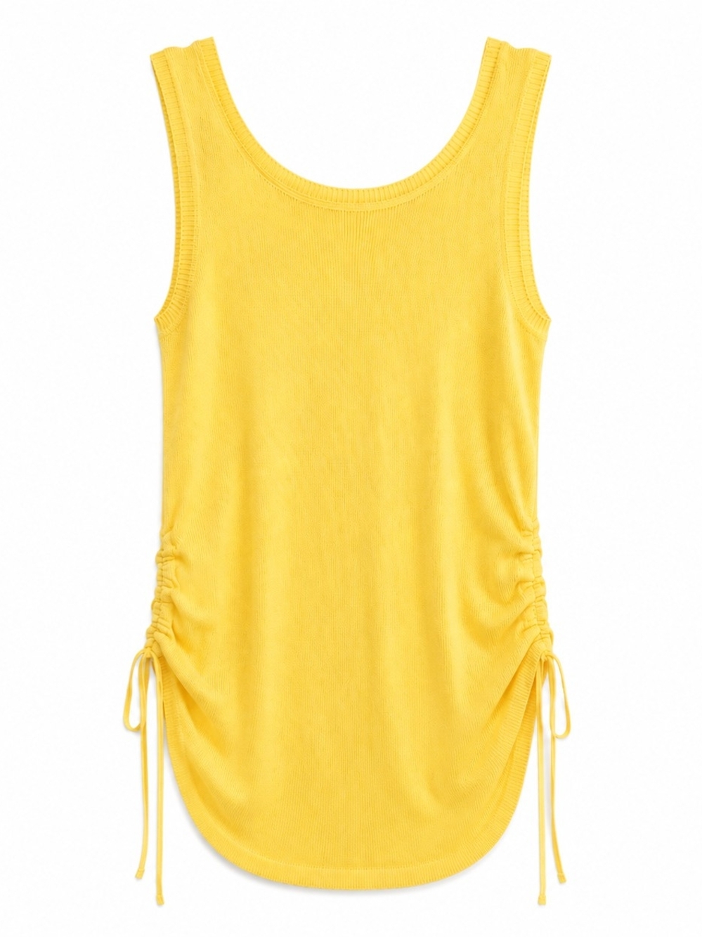 Yellow Ruched Side Tank Sweater Top - Women's Sleeveless Size Small
